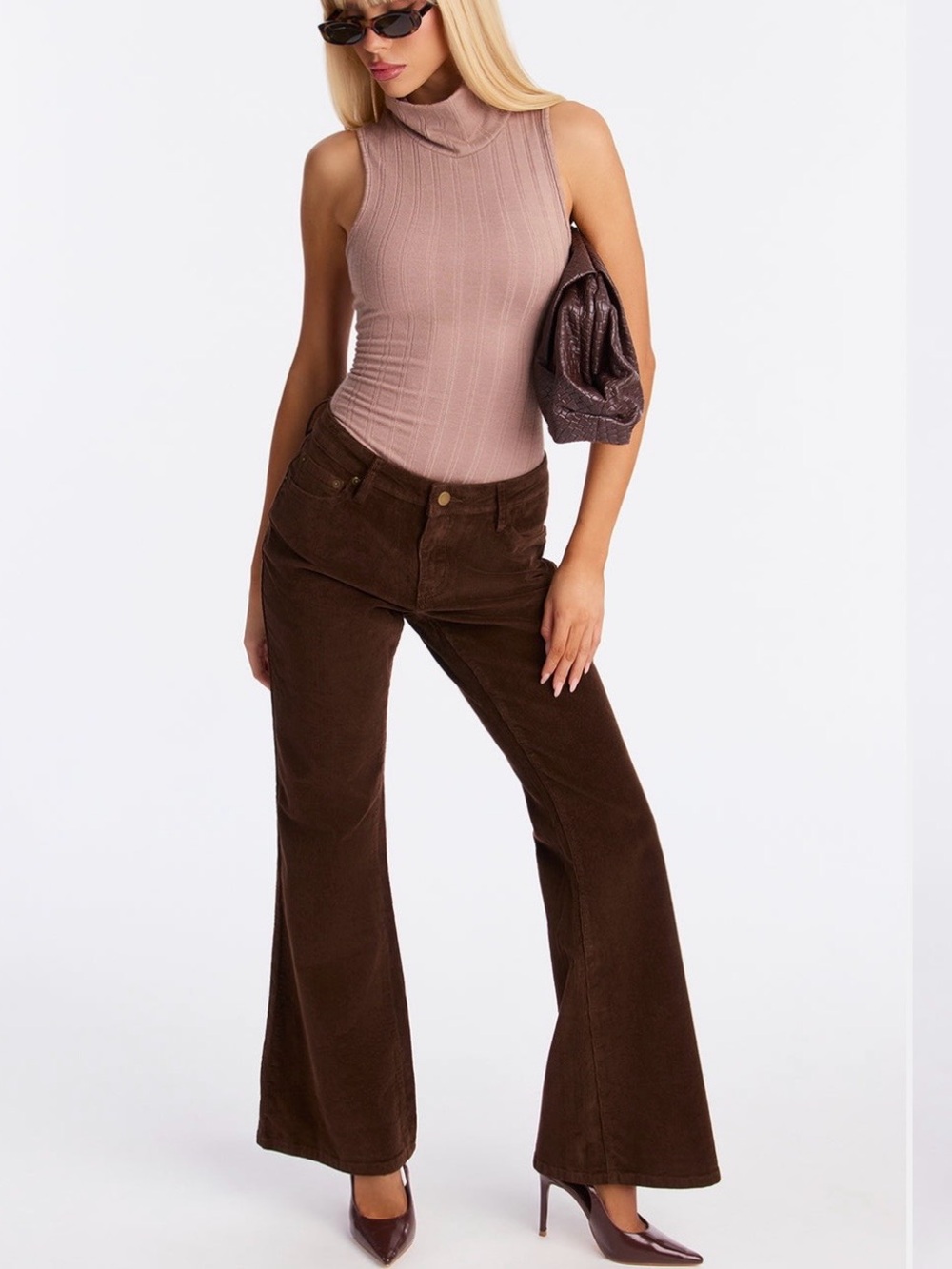 Fashion Nova Brown Corduroy Flare Jeans